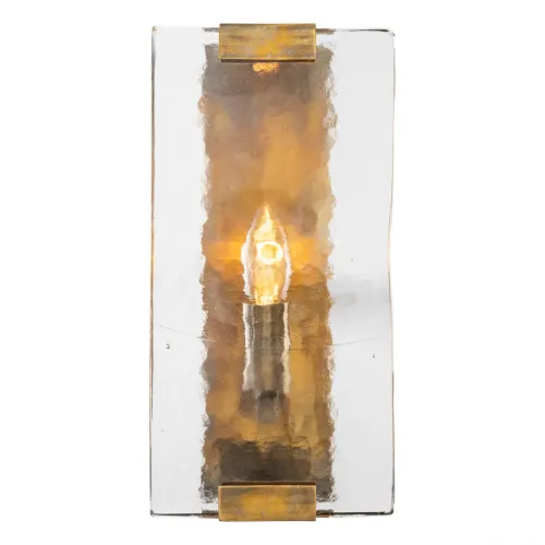 Luxury rectangular golden plate Vintage brass finish Wall Lamp with handblown glass by Luxury Group International