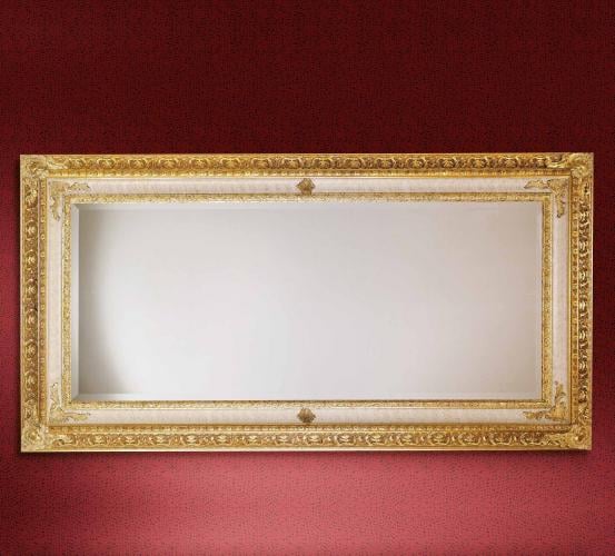 Luxury Rectangular Ivory & Gold Baroque Wall Mirror with Handcrafted Ornate Frame – 194 CM by Luxury Group International