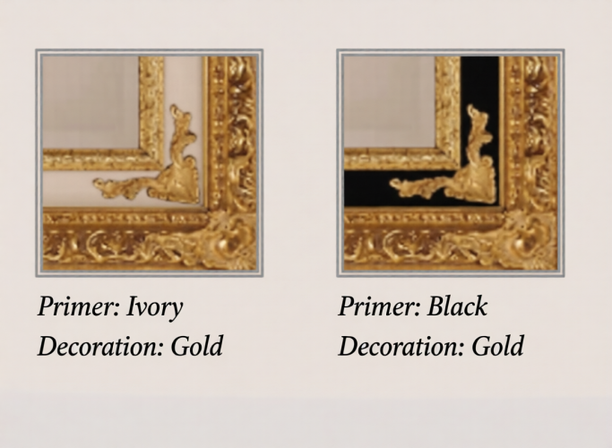 Luxus rechteckiger elfenbeinfarbener &amp; goldener Barock-Wandspiegel mit handgefertigtem, verziertem Rahmen - 194 CM von Luxury Group International