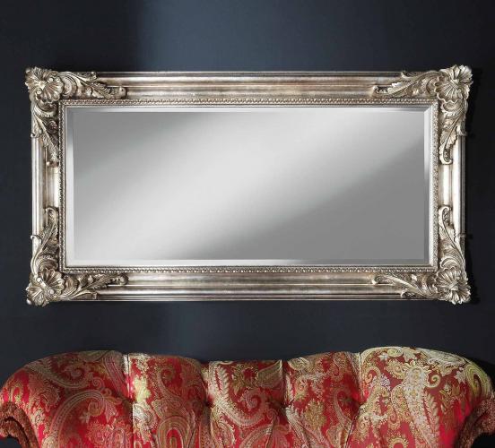 Luxury Rectangular Silver Baroque Wall Mirror with Handcrafted Ornate Leaf Frame – 195 CM by Luxury Group International