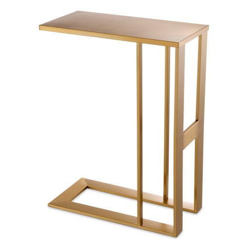 Luxury Rectangular Top Brushed Brass C-Shaped Side Table by Luxury Group International