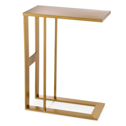 Luxury Rectangular Top Brushed Brass C-Shaped Side Table by Luxury Group International