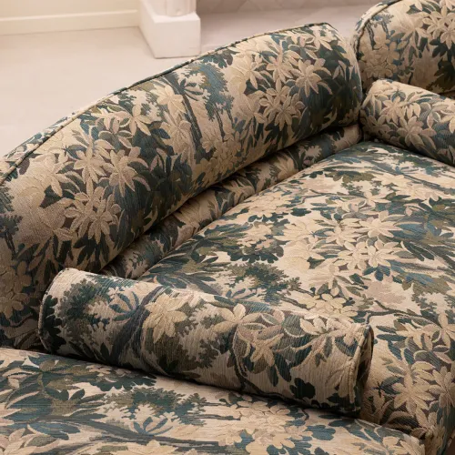 Luxury Roll Cushion in Green & Beige Floral Leaf Pattern Decorative Classic Pillow by Luxury Group International