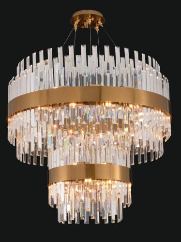 Luxuriöser runder Champagner-goldener Band-Stufenmoderner Kristall-Kronleuchter Licht von Luxury Group International