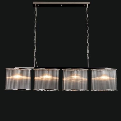 Luxury Round 4 lights Chrome Finish Island Modern Crystal Chandelier with Fluted Glass by Luxury Group International
