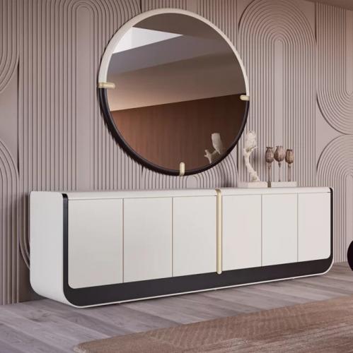 Luxury Round Cream / Black wall Mirror by Luxury Group International