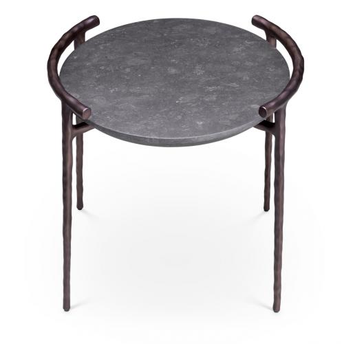 Luxury Round Grey Marble Top Bronze Finish Side Table For living room Grey/bronze by Luxury Group International