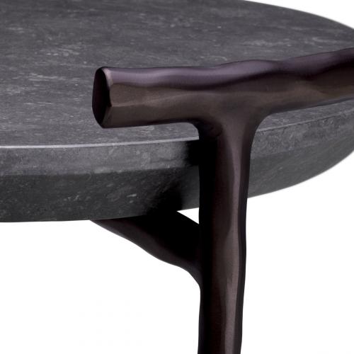 Luxury Round Grey Marble Top Bronze Finish Side Table For living room Grey/bronze by Luxury Group International