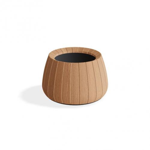 Maceta Redonda de Lujo con Acabado en Teca Natural - Ø 50 cm Vista frontal por Luxury Group International