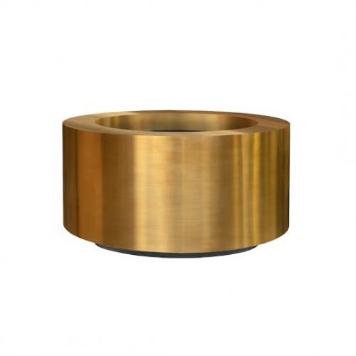 Luxus-Runder Pflanzkübel mit zylindrischer Form Ø 70 cm – Gold- & Patinierter Messing-Finish Vorderansicht von Luxury Group International