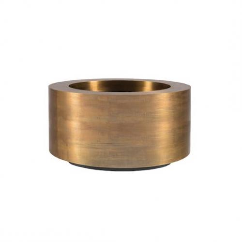 Luxus-Runder Pflanzkübel mit breitem zylindrischem Profil Ø 62 cm – Gold- & Patinierter Messing-Finish Vorderansicht von Luxury Group International