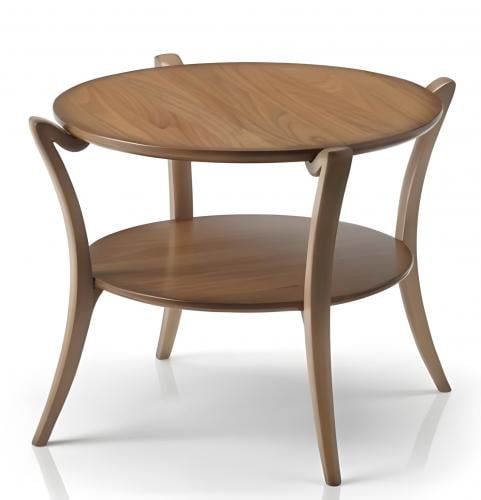 Luxus-Runder Holztisch mit doppelstöckigem Regal und skulpturierten, geschwungenen Beinen von Luxury Group International