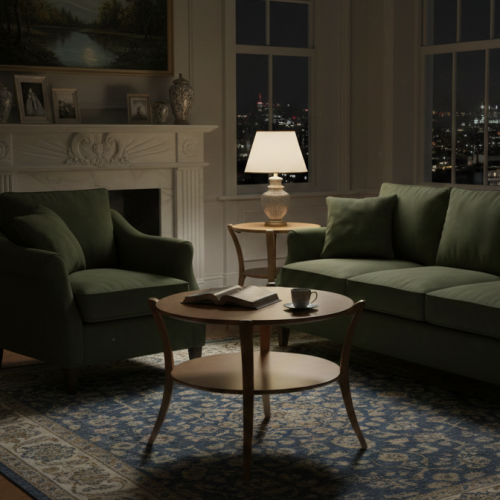 Luxury Round Wooden Coffee Table with Dual-Tier Shelf and Sculpted Curved Legs by Luxury Group International