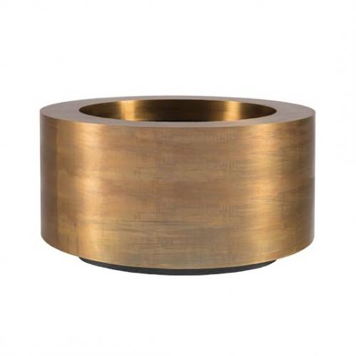 Luxury Rounded Planter Pot with Cylindrical Form Ø 110 cm - Gold & Weathered Brass Finish Front View by Luxury Group International