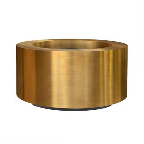 Luxury Rounded Planter Pot with Cylindrical Form Ø 110 cm - Gold & Weathered Brass Finish Front View by Luxury Group International