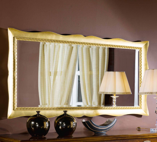 Luxury Sculpted Gold Baroque Wall Mirror with Curved Frame Silhouette and Ornate Inner Trim - 181 CM by Luxury Group