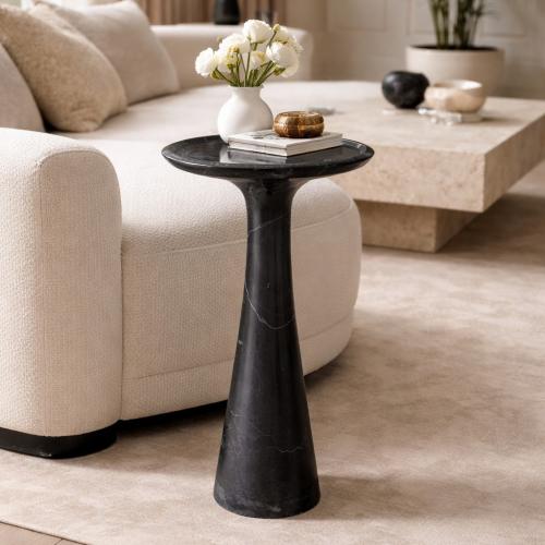Table d'Appoint en Marbre Noir Sculpté de Luxe pour Salon par Luxury Group International
