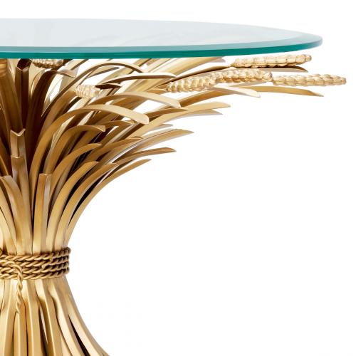 Luxury Sheaf Brass Base Clear Glass Side Table by Luxury Group International