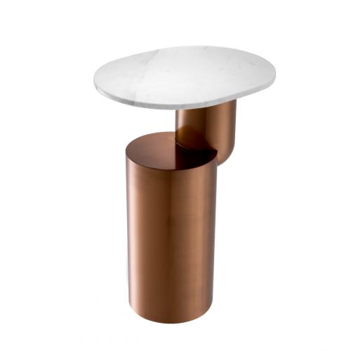 Luxury Side Table With Marble Table Top White / Copper by Luxury Group International