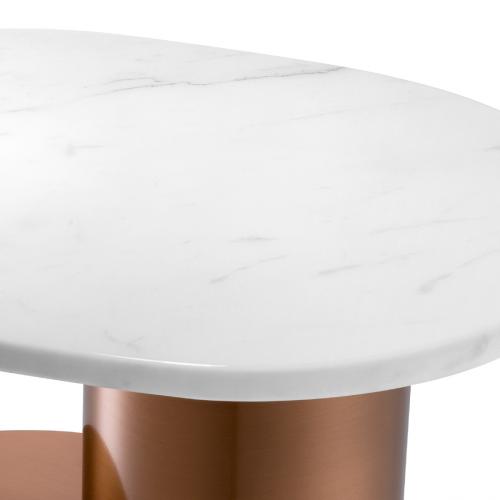 Luxury Side Table With Marble Table Top White / Copper by Luxury Group International