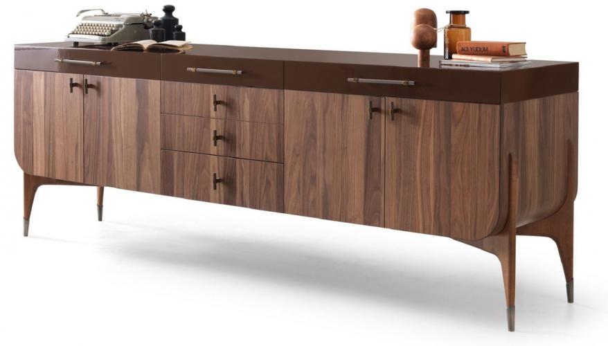 Buffet de Luxe en Bois Foncé Marron avec 6 Tiroirs et 4 Portes de Rangement par Luxury Group International