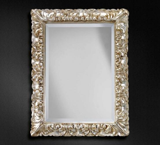 Luxury Silver Baroque Wall Mirror with Bold Acanthus Carved Wooden Frame & Bevelled Glass - 148 CM Front View by Luxury Group International