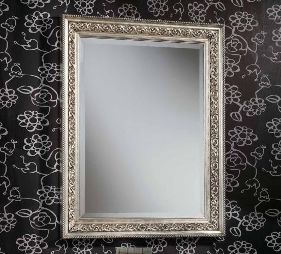 Luxury Silver Baroque Wall Mirror with Ornamental Leaf Relief Border & Bevelled Glass — 176 CM Front View by Luxury Group International