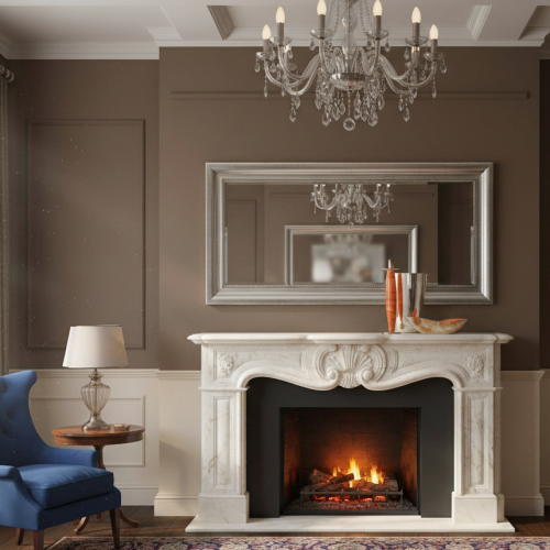 Luxus silberner Spiegel mit abgeschrägtem Rahmen im Barockstil und feiner innerer Perlenbordüre - 185 CM von Luxury Group International