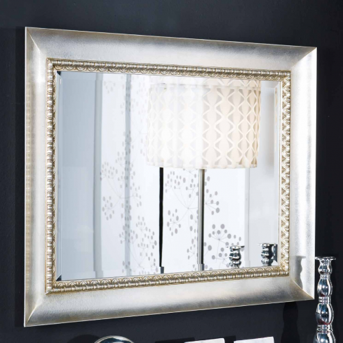 Luxury Silver Mirror with Gold Ornamental Carved Rope Border and Beveled Edge - 181 CM Front View by Luxury Group International