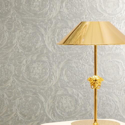 Versace Silver Pearl Shimmer Damask Metallic Floral Versace Wallpaper by Luxury Group International