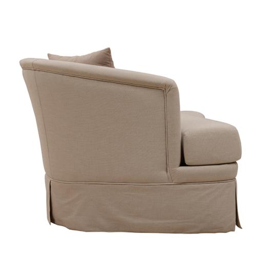 Sofá Individual de Lujo con Tapicería de Lino Beige y Respaldo Curvo - Muebles para Sala de Estar Vista lateral por Luxury Group International