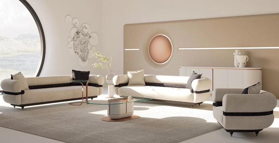 Luxury Sofa Gray / Black / Copper 260 x 88 x H. 65 cm – Living Room Sofa – Hotel Sofa by Luxury Group International