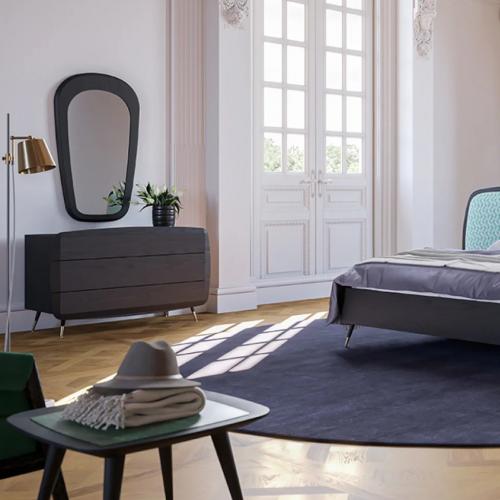 Cómoda de Madera Maciza de Lujo con 3 Cajones Espaciosos, Acabado Negro y Patas de Latón por Luxury Group International