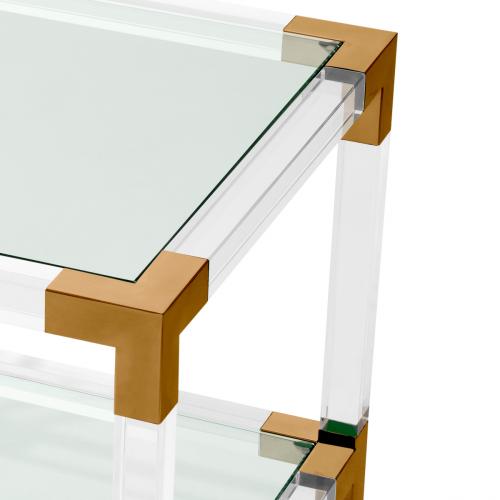 Luxury Square Acrylic Glass Brass Side Table by Luxury Group International