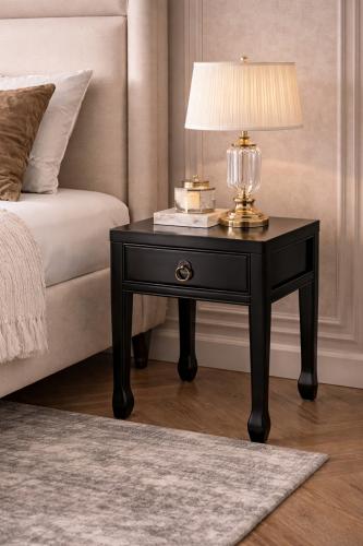 Mesa auxiliar de diseño Art Decó cuadrada negra de lujo en madera de abedul por Luxury Group International