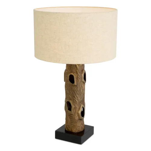 Lampada da tavolo di lusso dorata in ottone vintage Ø45 cm x H74,5 con base in granito nero di Luxury Group International