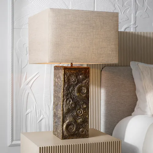 Lampada da tavolo di lusso in ottone vintage / paralume beige H. 87,5 cm - Luxury lights di Luxury Group International