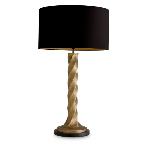 Lampada da tavolo di lusso in ottone vintage / Paralume nero e base in granito nero H. 98 cm - Luci di lusso di Luxury Group International