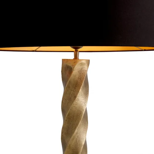Lampada da tavolo di lusso in ottone vintage / Paralume nero e base in granito nero H. 98 cm - Luci di lusso di Luxury Group International