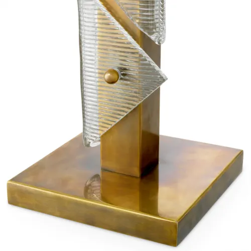 Luxus Tischlampe Vintage Messing / Glas / Weißer Schirm H. 100 cm – Tischlampe für Wohnzimmer von Luxury Group International
