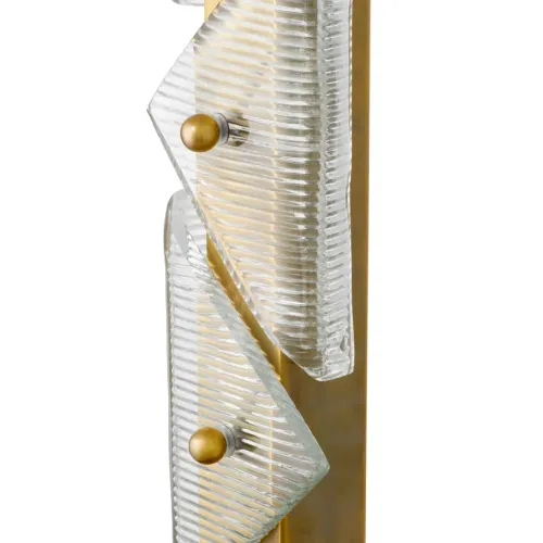 Luxus Tischlampe Vintage Messing / Glas / Weißer Schirm H. 100 cm – Tischlampe für Wohnzimmer von Luxury Group International