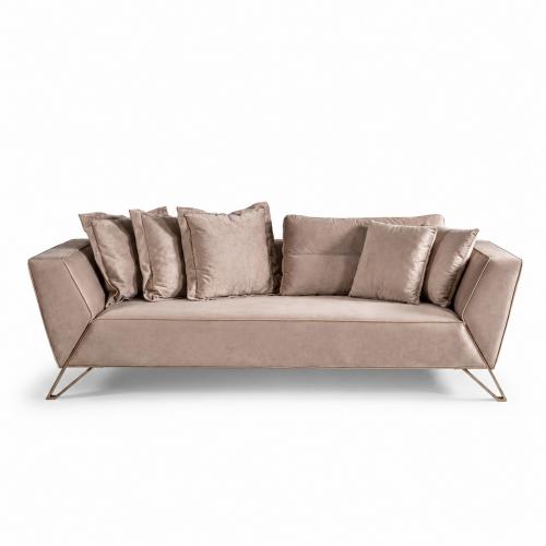 Luxury Taupe Contemporary Sofa with Sculpted Metal Base for Elegant Living Rooms by Luxury Group International