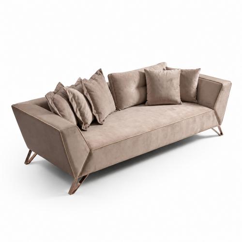 Luxury Taupe Contemporary Sofa with Sculpted Metal Base for Elegant Living Rooms by Luxury Group International