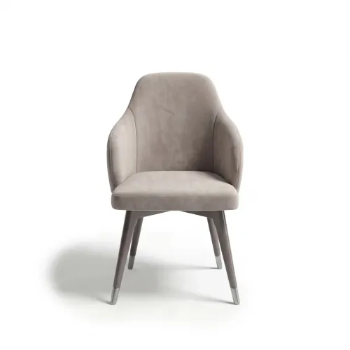 Luxury Taupe Velvet Modern Dining Chair with Sculpted Backrest by Luxury Group International