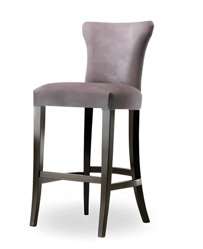 Luxuriöser Barhocker mit taupefarbenem Samtbezug und skulpturiertem Walnussrahmen von Luxury Group International