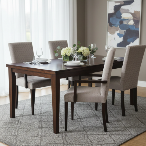 Luxury Textured High Back Upholstered Dining Armchair in Taupe with Dark Walnut Frame by Luxury Group International