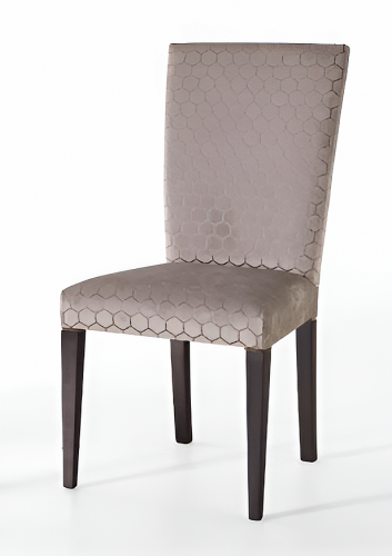 Luxury Textured High Back Upholstered Dining Chair in Taupe with Walnut Wooden Legs by Luxury Group International