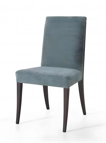 Luxus gepolsterter Esszimmerstuhl in Ocean Teal mit Beinen aus dunklem Walnussholz von Luxury Group International