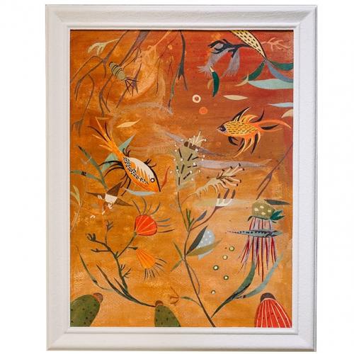 Luxury Tropical Underwater Wall Art with Botanical Fish Illustration Print by Luxury Group International