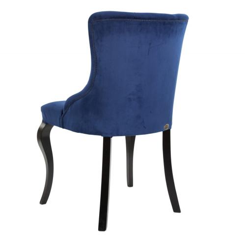 Luxus Samt Esszimmerstuhl mit Knopfheftung und Geschwungenem Rückenlehne – Royal Blue/Taupe Samt-Ausführungen Rückansicht von Luxury Group International